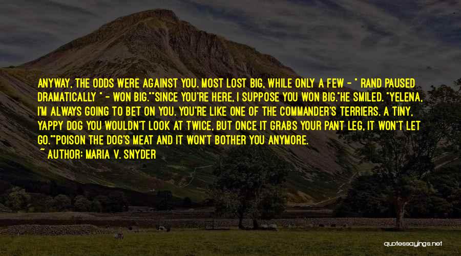 Maria V. Snyder Quotes: Anyway, The Odds Were Against You. Most Lost Big, While Only A Few - Rand Paused Dramatically - Won Big.since