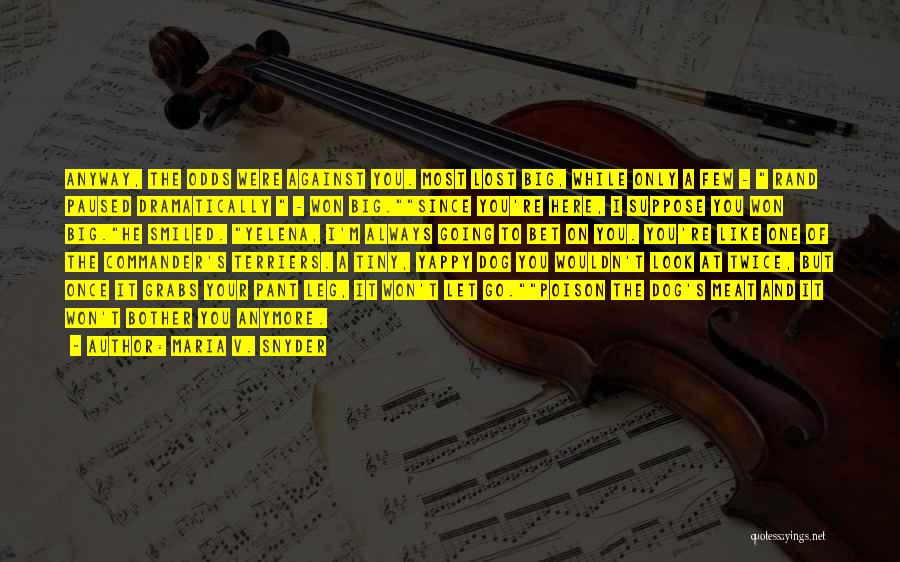 Maria V. Snyder Quotes: Anyway, The Odds Were Against You. Most Lost Big, While Only A Few - Rand Paused Dramatically - Won Big.since
