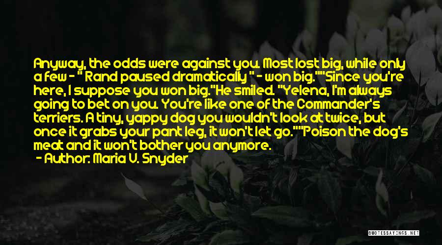 Maria V. Snyder Quotes: Anyway, The Odds Were Against You. Most Lost Big, While Only A Few - Rand Paused Dramatically - Won Big.since