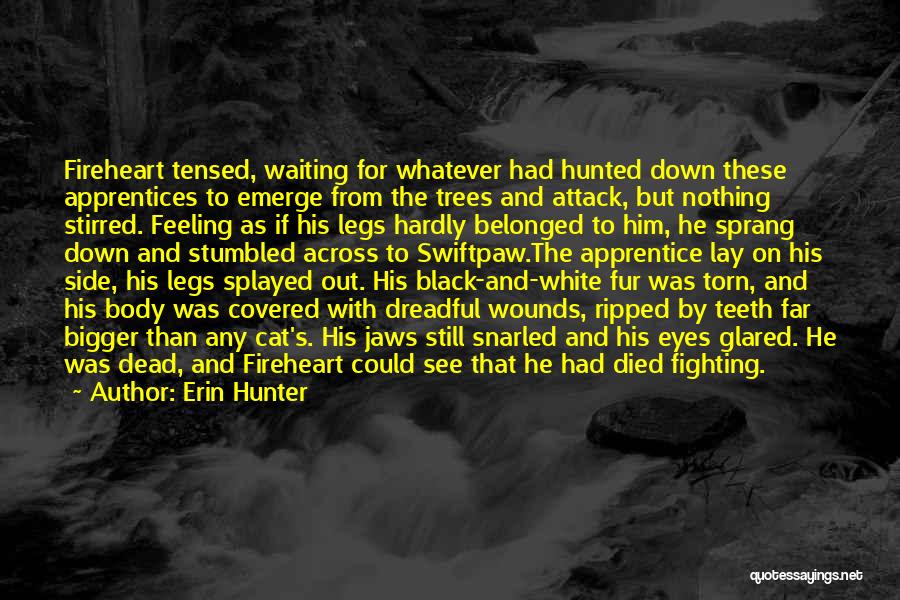 Erin Hunter Quotes: Fireheart Tensed, Waiting For Whatever Had Hunted Down These Apprentices To Emerge From The Trees And Attack, But Nothing Stirred.