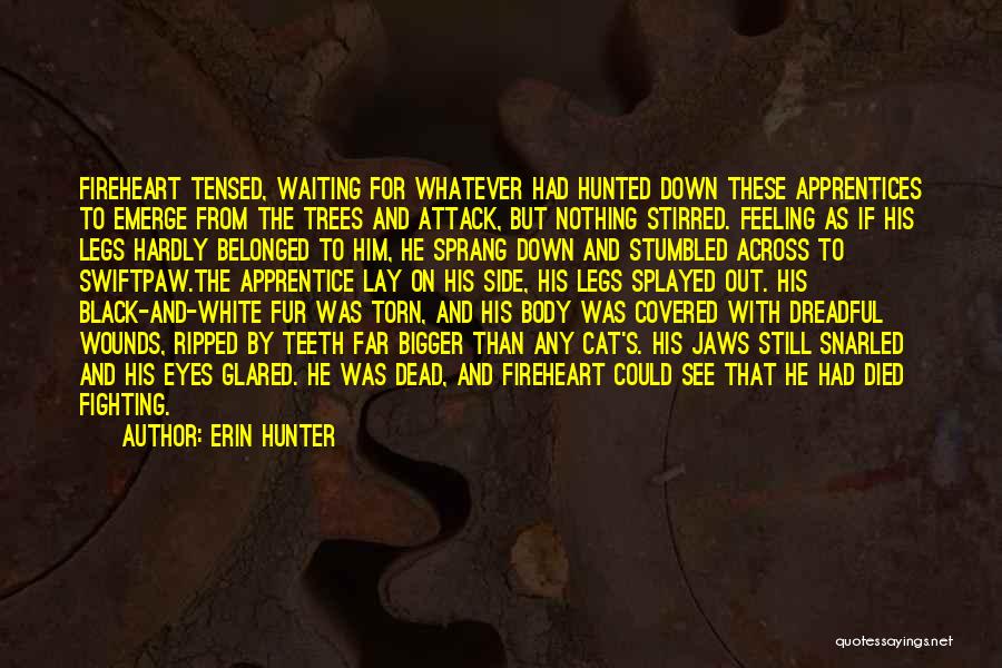 Erin Hunter Quotes: Fireheart Tensed, Waiting For Whatever Had Hunted Down These Apprentices To Emerge From The Trees And Attack, But Nothing Stirred.