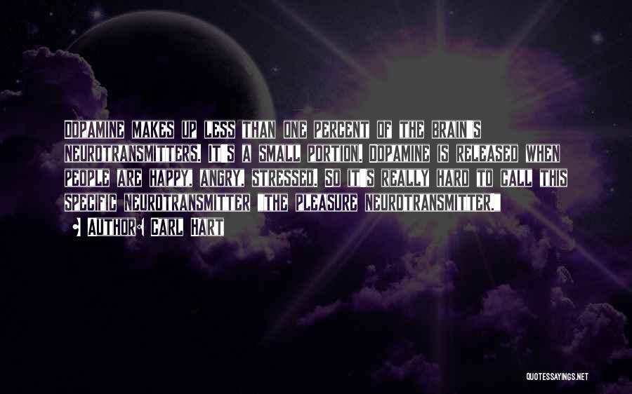 Carl Hart Quotes: Dopamine Makes Up Less Than One Percent Of The Brain's Neurotransmitters. It's A Small Portion. Dopamine Is Released When People