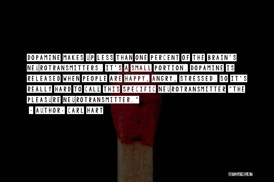 Carl Hart Quotes: Dopamine Makes Up Less Than One Percent Of The Brain's Neurotransmitters. It's A Small Portion. Dopamine Is Released When People
