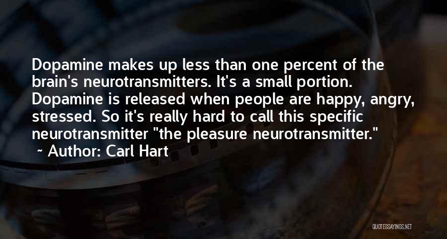 Carl Hart Quotes: Dopamine Makes Up Less Than One Percent Of The Brain's Neurotransmitters. It's A Small Portion. Dopamine Is Released When People