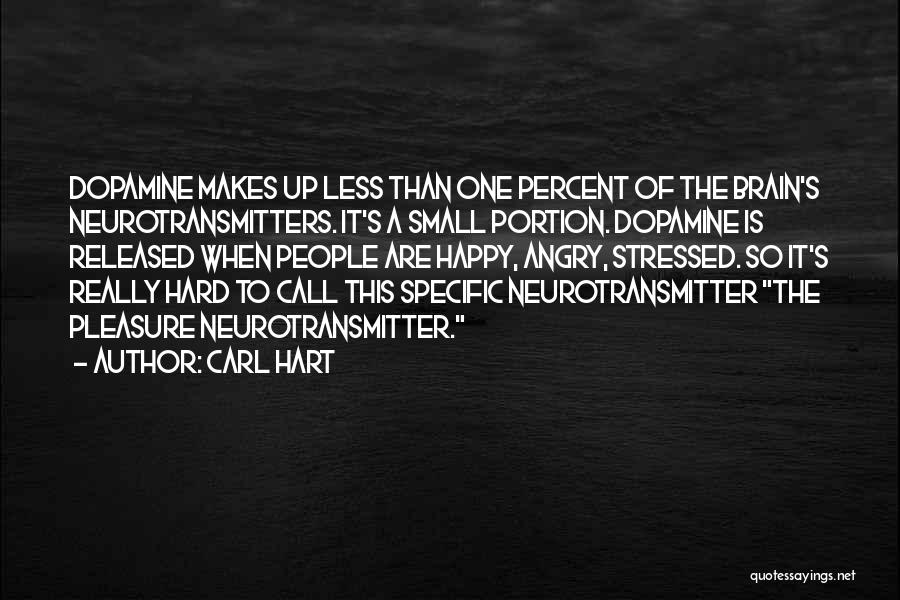 Carl Hart Quotes: Dopamine Makes Up Less Than One Percent Of The Brain's Neurotransmitters. It's A Small Portion. Dopamine Is Released When People