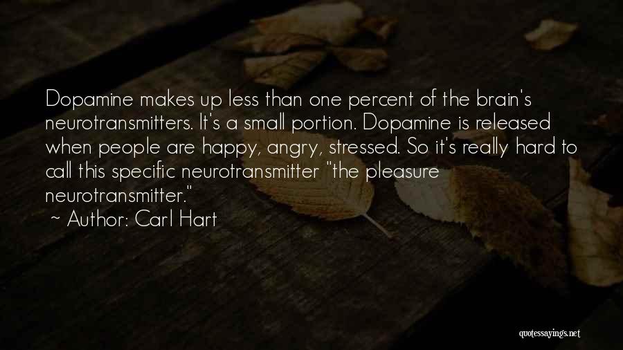 Carl Hart Quotes: Dopamine Makes Up Less Than One Percent Of The Brain's Neurotransmitters. It's A Small Portion. Dopamine Is Released When People