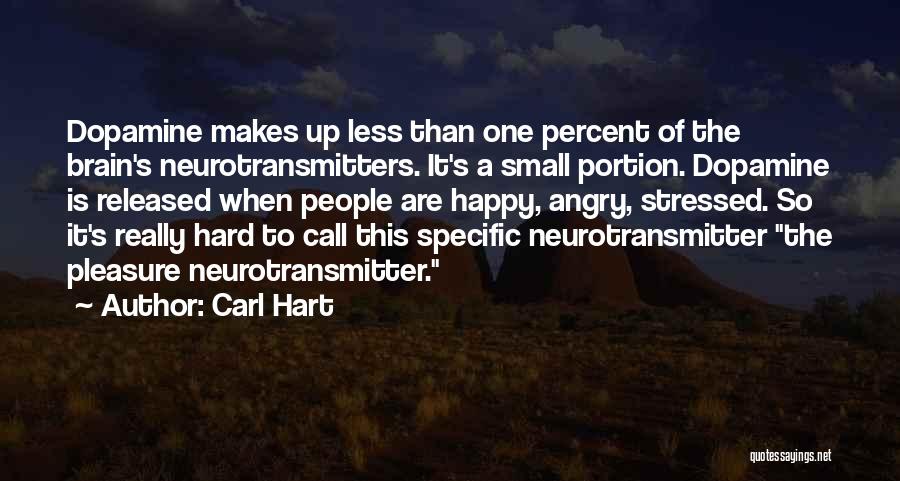 Carl Hart Quotes: Dopamine Makes Up Less Than One Percent Of The Brain's Neurotransmitters. It's A Small Portion. Dopamine Is Released When People