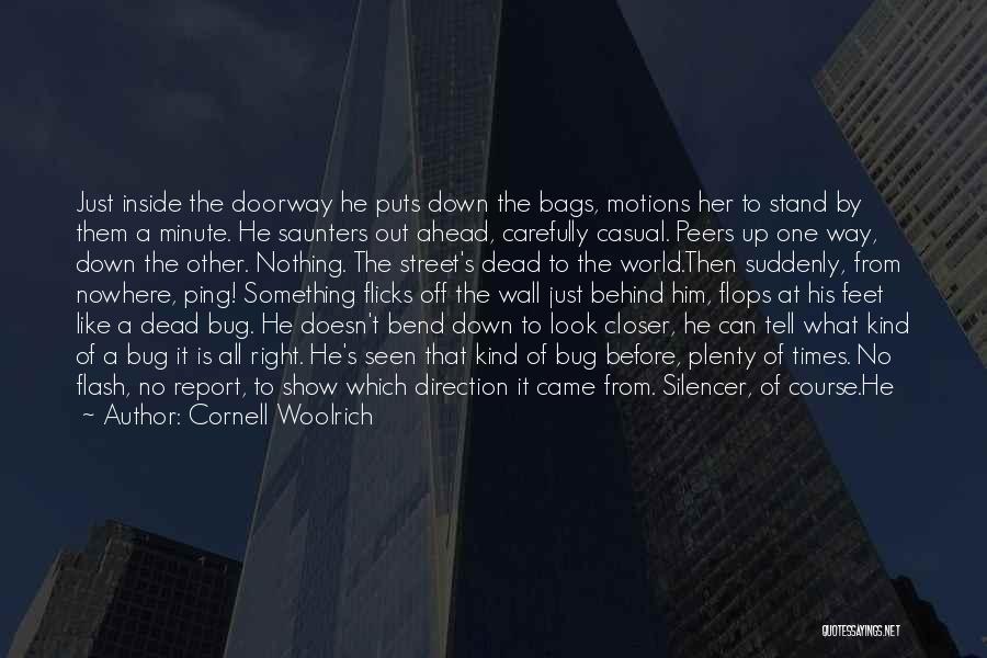 Cornell Woolrich Quotes: Just Inside The Doorway He Puts Down The Bags, Motions Her To Stand By Them A Minute. He Saunters Out