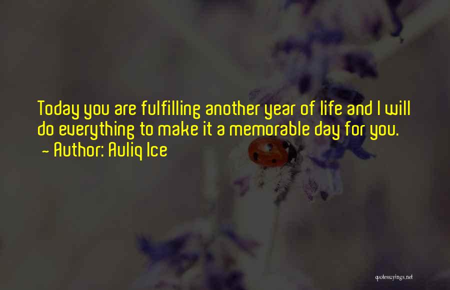 Auliq Ice Quotes: Today You Are Fulfilling Another Year Of Life And I Will Do Everything To Make It A Memorable Day For