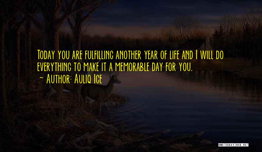 Auliq Ice Quotes: Today You Are Fulfilling Another Year Of Life And I Will Do Everything To Make It A Memorable Day For