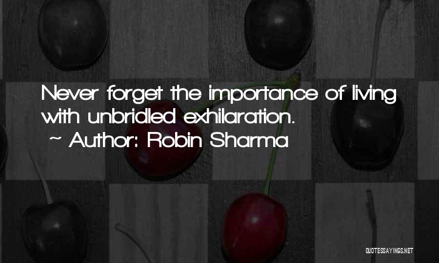 Robin Sharma Quotes: Never Forget The Importance Of Living With Unbridled Exhilaration.