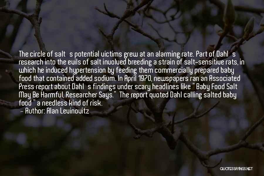 Alan Levinovitz Quotes: The Circle Of Salt's Potential Victims Grew At An Alarming Rate. Part Of Dahl's Research Into The Evils Of Salt