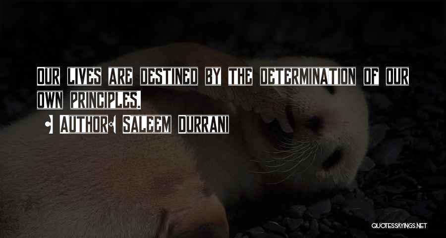 Saleem Durrani Quotes: Our Lives Are Destined By The Determination Of Our Own Principles.