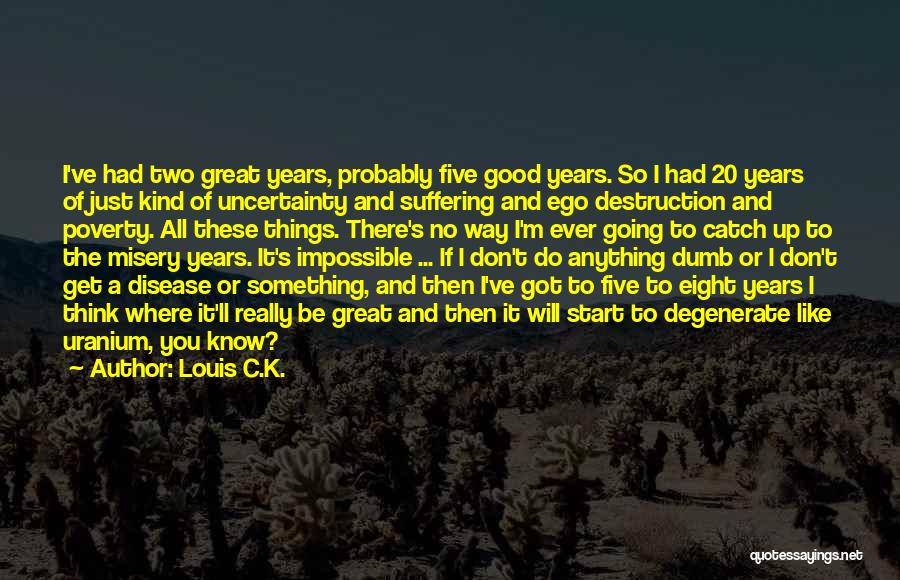 Louis C.K. Quotes: I've Had Two Great Years, Probably Five Good Years. So I Had 20 Years Of Just Kind Of Uncertainty And