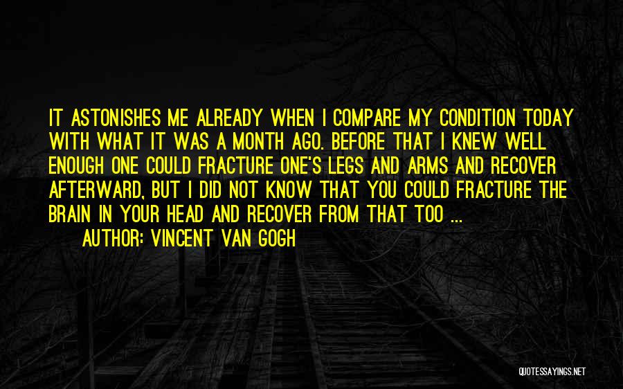 Vincent Van Gogh Quotes: It Astonishes Me Already When I Compare My Condition Today With What It Was A Month Ago. Before That I