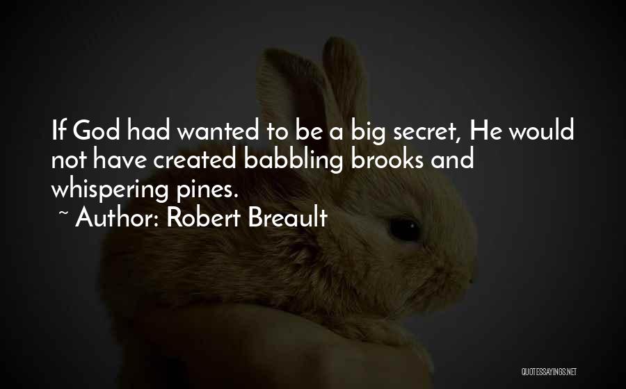 Robert Breault Quotes: If God Had Wanted To Be A Big Secret, He Would Not Have Created Babbling Brooks And Whispering Pines.