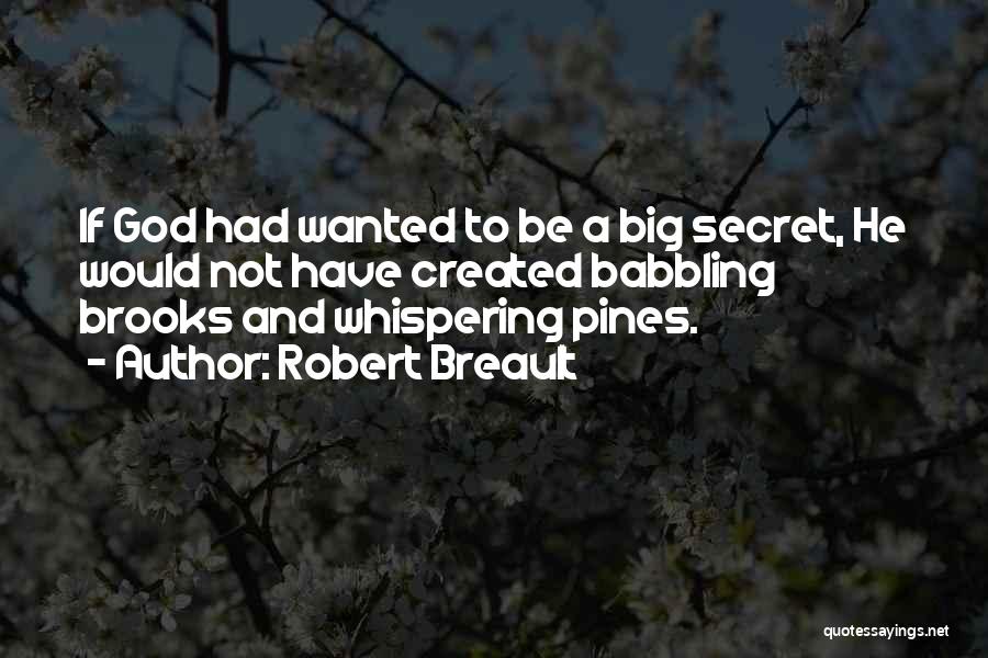 Robert Breault Quotes: If God Had Wanted To Be A Big Secret, He Would Not Have Created Babbling Brooks And Whispering Pines.