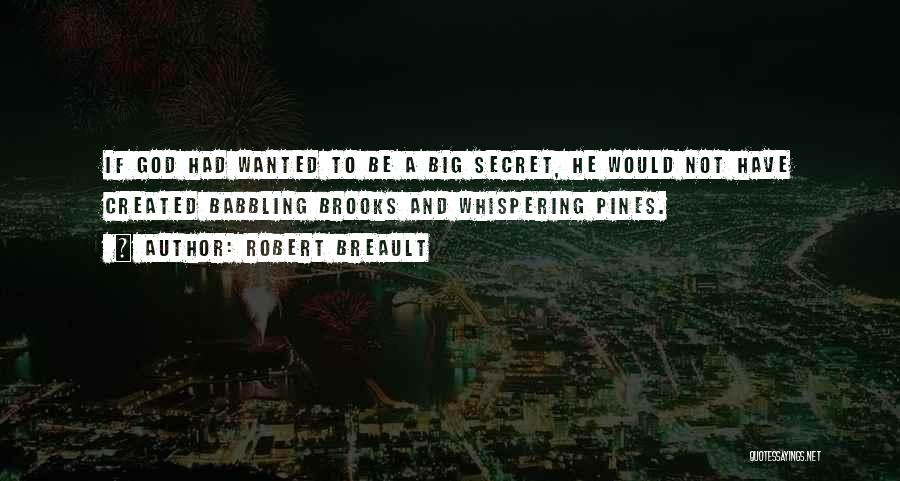 Robert Breault Quotes: If God Had Wanted To Be A Big Secret, He Would Not Have Created Babbling Brooks And Whispering Pines.