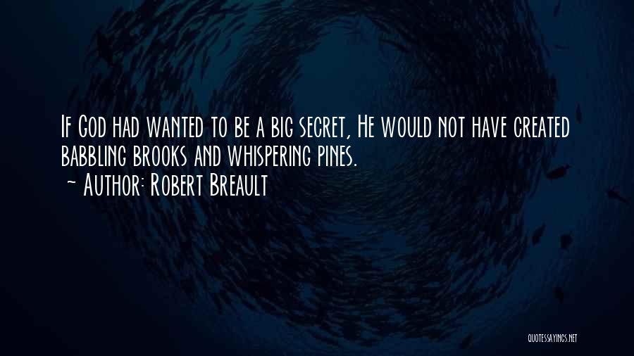Robert Breault Quotes: If God Had Wanted To Be A Big Secret, He Would Not Have Created Babbling Brooks And Whispering Pines.