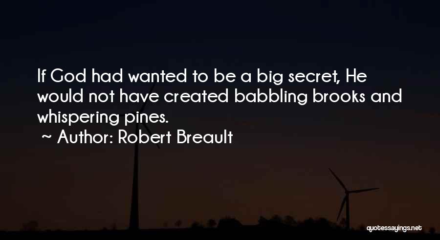 Robert Breault Quotes: If God Had Wanted To Be A Big Secret, He Would Not Have Created Babbling Brooks And Whispering Pines.
