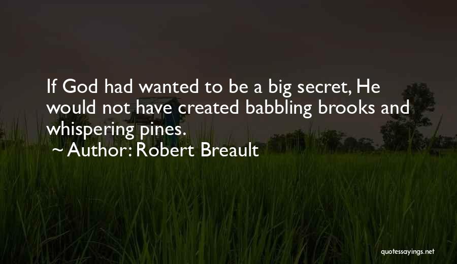 Robert Breault Quotes: If God Had Wanted To Be A Big Secret, He Would Not Have Created Babbling Brooks And Whispering Pines.