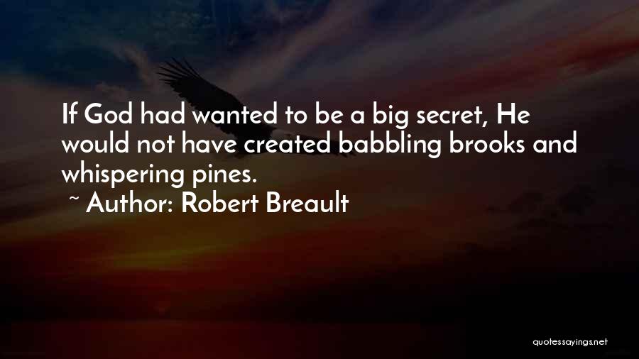Robert Breault Quotes: If God Had Wanted To Be A Big Secret, He Would Not Have Created Babbling Brooks And Whispering Pines.
