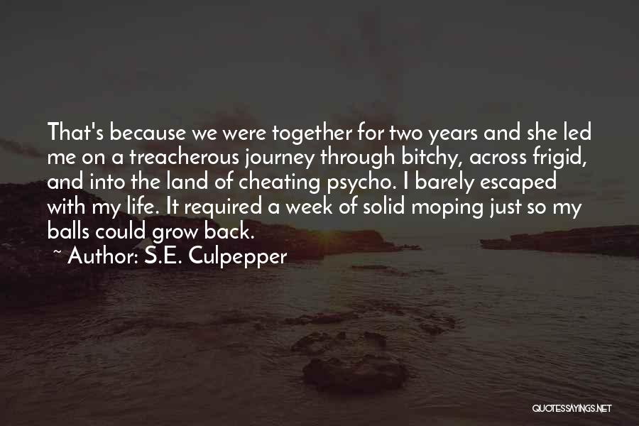 S.E. Culpepper Quotes: That's Because We Were Together For Two Years And She Led Me On A Treacherous Journey Through Bitchy, Across Frigid,