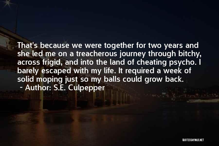 S.E. Culpepper Quotes: That's Because We Were Together For Two Years And She Led Me On A Treacherous Journey Through Bitchy, Across Frigid,