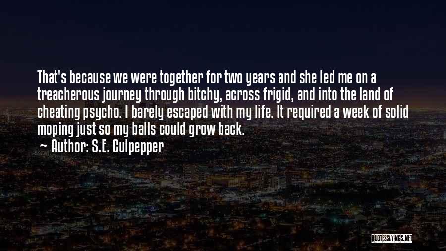 S.E. Culpepper Quotes: That's Because We Were Together For Two Years And She Led Me On A Treacherous Journey Through Bitchy, Across Frigid,