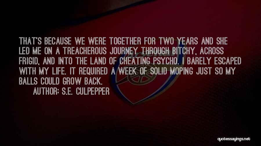 S.E. Culpepper Quotes: That's Because We Were Together For Two Years And She Led Me On A Treacherous Journey Through Bitchy, Across Frigid,