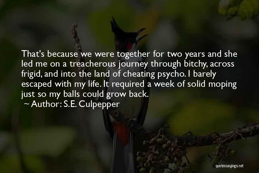 S.E. Culpepper Quotes: That's Because We Were Together For Two Years And She Led Me On A Treacherous Journey Through Bitchy, Across Frigid,