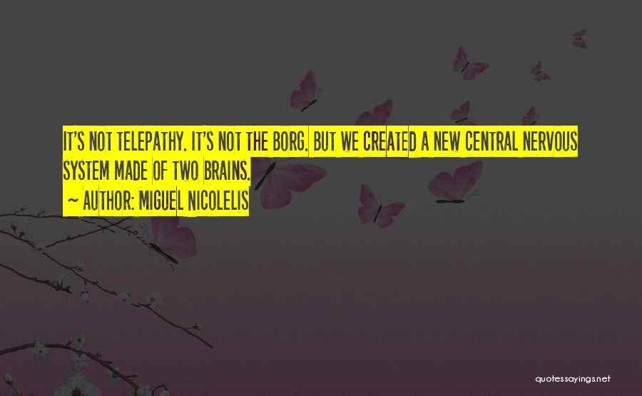 Miguel Nicolelis Quotes: It's Not Telepathy. It's Not The Borg. But We Created A New Central Nervous System Made Of Two Brains.