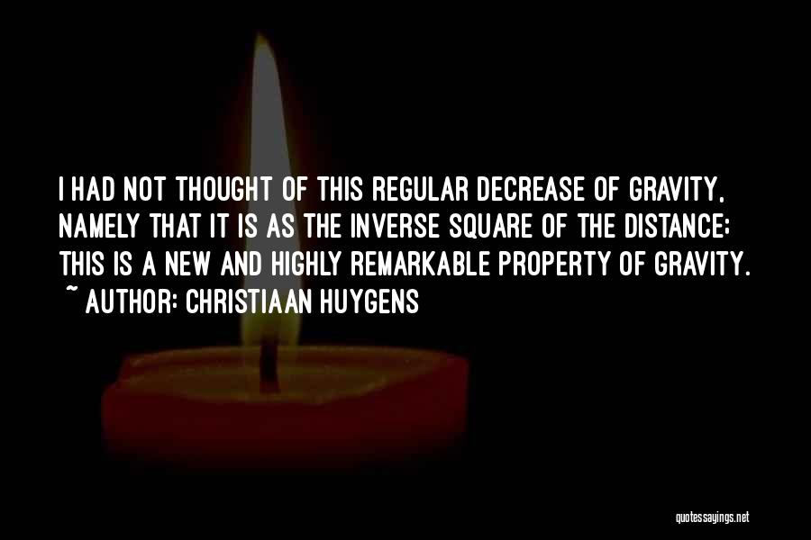 Christiaan Huygens Quotes: I Had Not Thought Of This Regular Decrease Of Gravity, Namely That It Is As The Inverse Square Of The