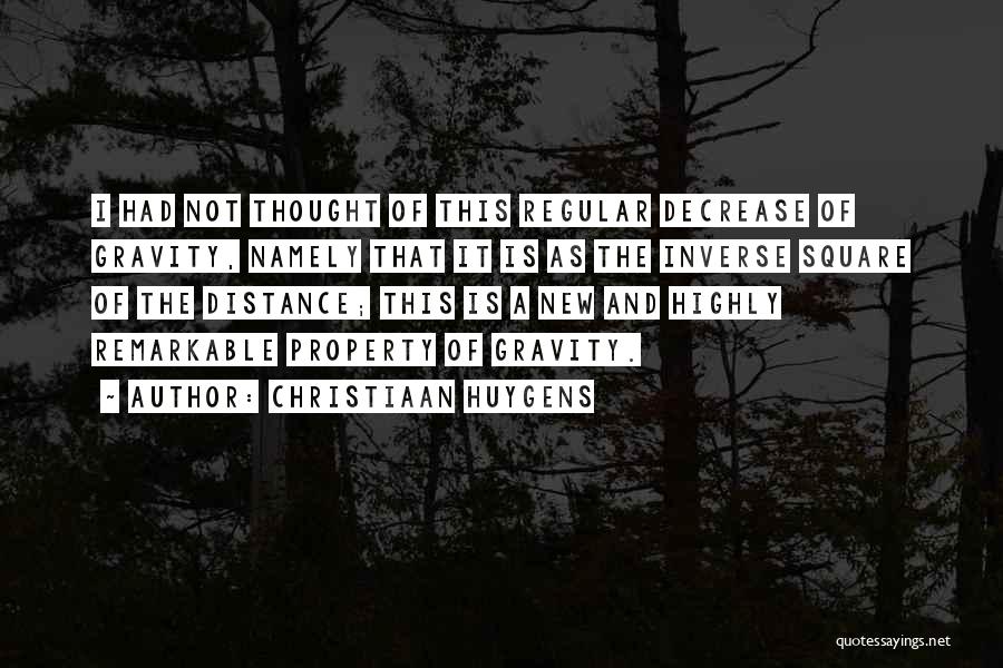Christiaan Huygens Quotes: I Had Not Thought Of This Regular Decrease Of Gravity, Namely That It Is As The Inverse Square Of The