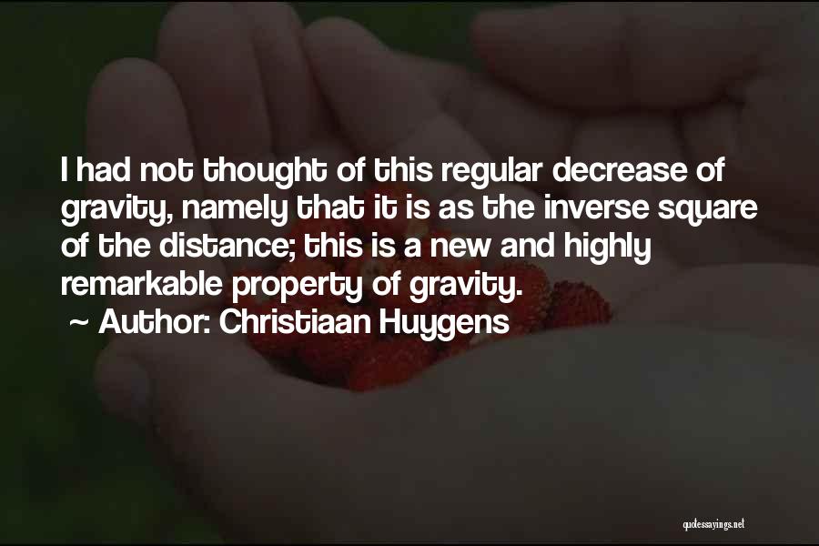 Christiaan Huygens Quotes: I Had Not Thought Of This Regular Decrease Of Gravity, Namely That It Is As The Inverse Square Of The