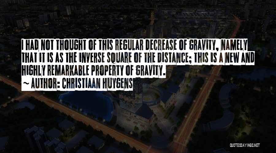 Christiaan Huygens Quotes: I Had Not Thought Of This Regular Decrease Of Gravity, Namely That It Is As The Inverse Square Of The