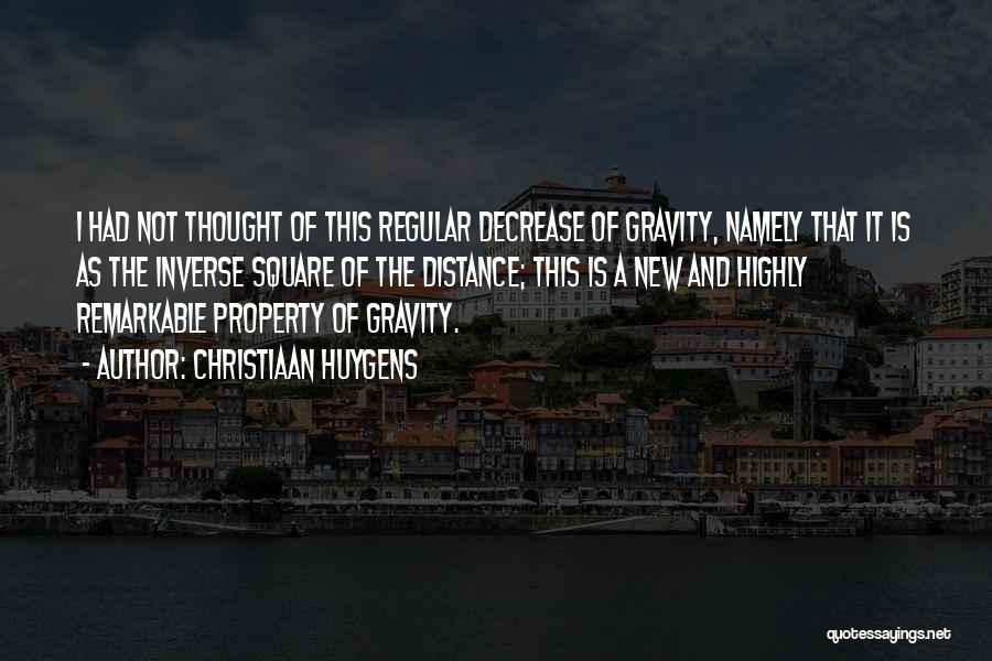 Christiaan Huygens Quotes: I Had Not Thought Of This Regular Decrease Of Gravity, Namely That It Is As The Inverse Square Of The