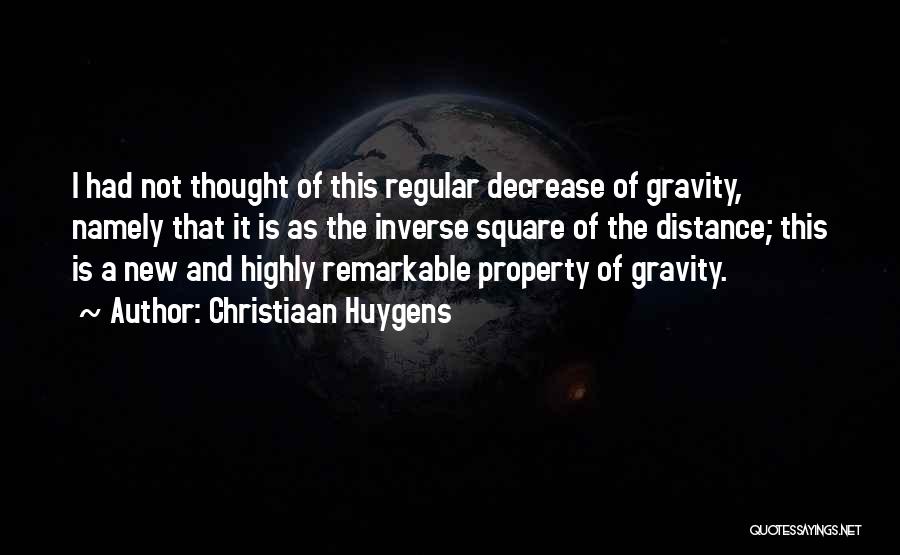 Christiaan Huygens Quotes: I Had Not Thought Of This Regular Decrease Of Gravity, Namely That It Is As The Inverse Square Of The