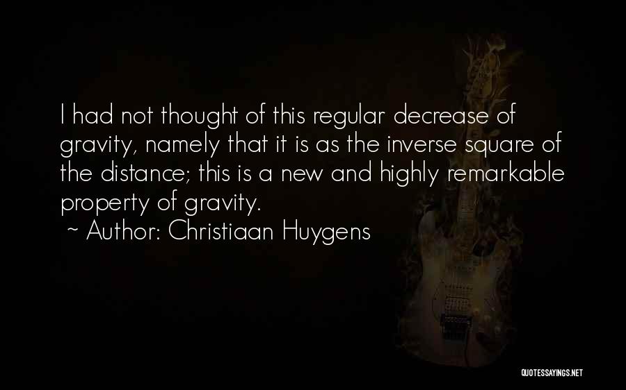Christiaan Huygens Quotes: I Had Not Thought Of This Regular Decrease Of Gravity, Namely That It Is As The Inverse Square Of The