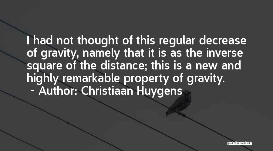 Christiaan Huygens Quotes: I Had Not Thought Of This Regular Decrease Of Gravity, Namely That It Is As The Inverse Square Of The