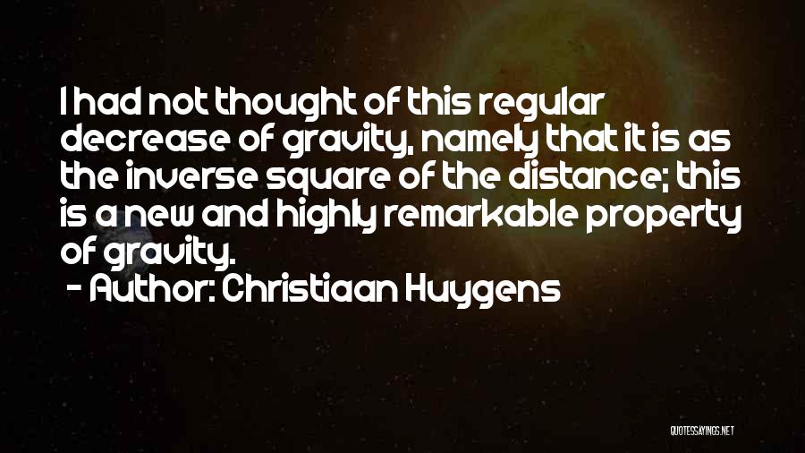 Christiaan Huygens Quotes: I Had Not Thought Of This Regular Decrease Of Gravity, Namely That It Is As The Inverse Square Of The
