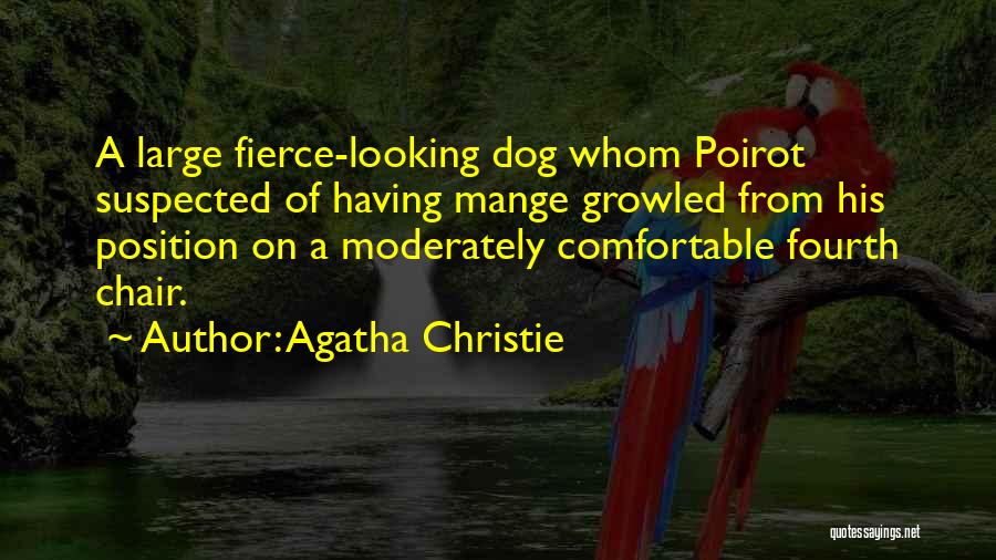 Agatha Christie Quotes: A Large Fierce-looking Dog Whom Poirot Suspected Of Having Mange Growled From His Position On A Moderately Comfortable Fourth Chair.