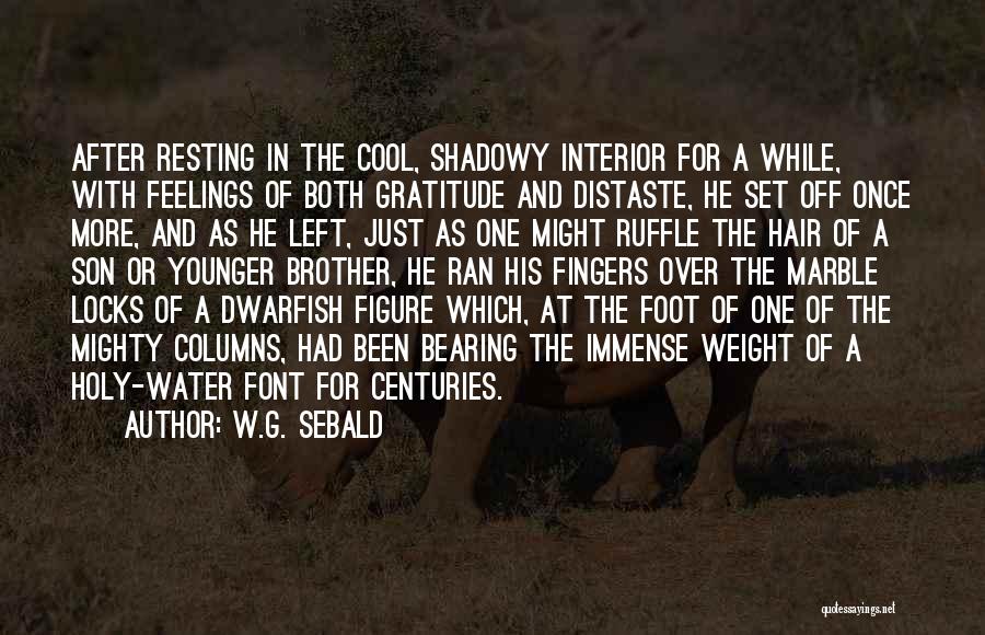 W.G. Sebald Quotes: After Resting In The Cool, Shadowy Interior For A While, With Feelings Of Both Gratitude And Distaste, He Set Off