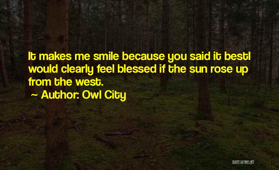 Owl City Quotes: It Makes Me Smile Because You Said It Besti Would Clearly Feel Blessed If The Sun Rose Up From The