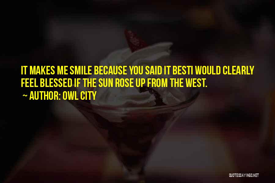 Owl City Quotes: It Makes Me Smile Because You Said It Besti Would Clearly Feel Blessed If The Sun Rose Up From The