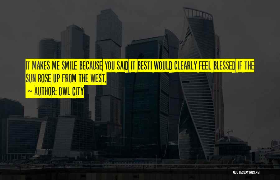 Owl City Quotes: It Makes Me Smile Because You Said It Besti Would Clearly Feel Blessed If The Sun Rose Up From The