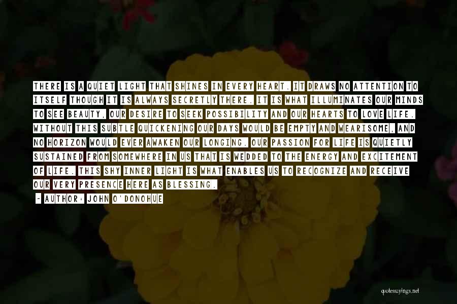 John O'Donohue Quotes: There Is A Quiet Light That Shines In Every Heart. It Draws No Attention To Itself Though It Is Always