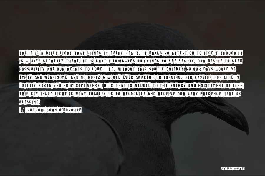 John O'Donohue Quotes: There Is A Quiet Light That Shines In Every Heart. It Draws No Attention To Itself Though It Is Always