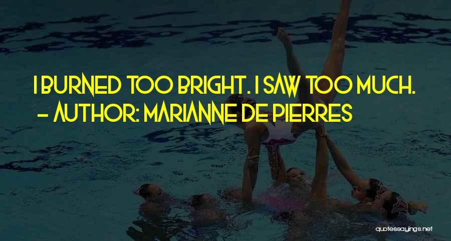 Marianne De Pierres Quotes: I Burned Too Bright. I Saw Too Much.