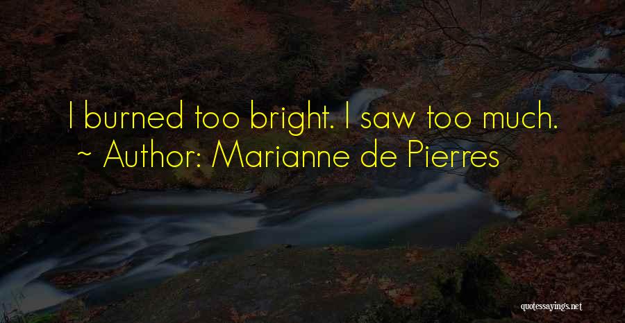 Marianne De Pierres Quotes: I Burned Too Bright. I Saw Too Much.